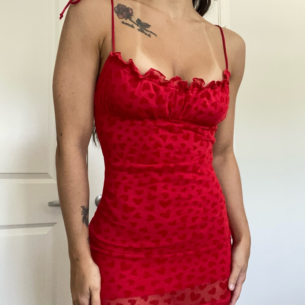 Red Heart Patterned Dress